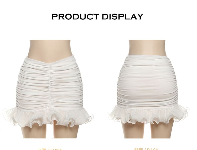 Cinched Mini Skirt with Mid Rise Waist