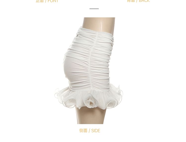 Cinched Mini Skirt with Mid Rise Waist