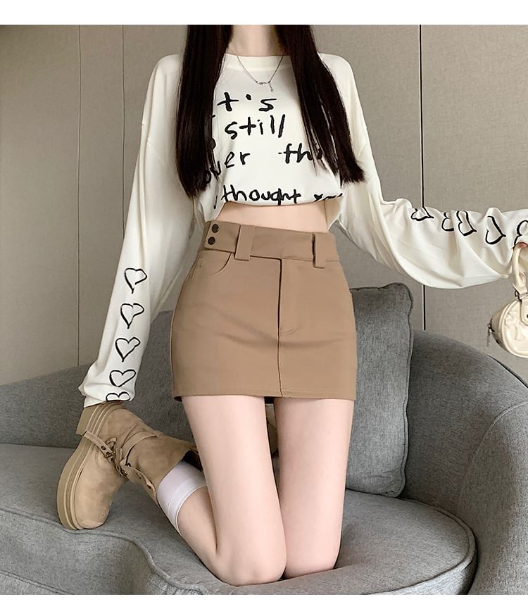 High Rise Mini Pencil Skirt Plain