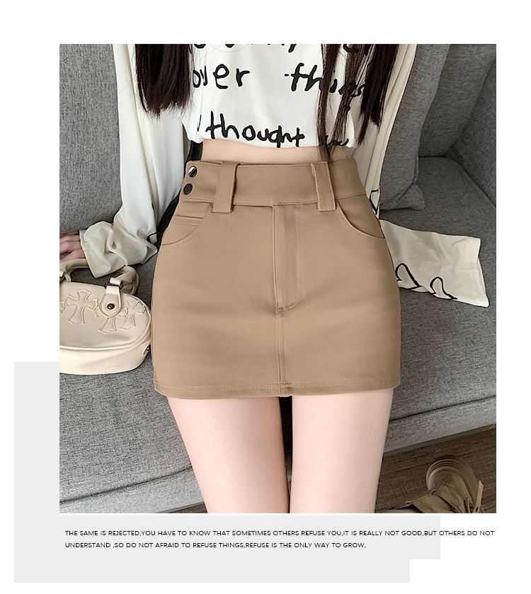 High Rise Mini Pencil Skirt Plain