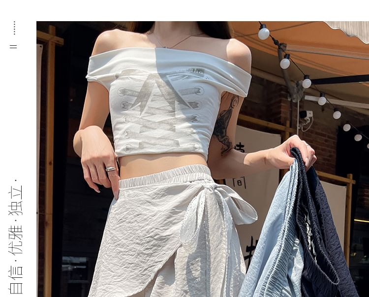 Skirt Overlay Tie-Up Shorts High Rise