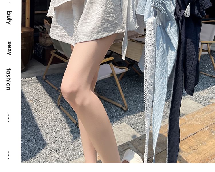Skirt Overlay Tie-Up Shorts High Rise