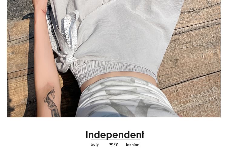 Skirt Overlay Tie-Up Shorts High Rise