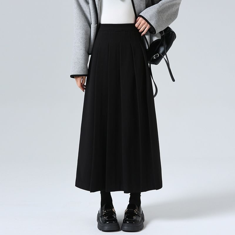 High Waist Plain A-Line Maxi Skirt
