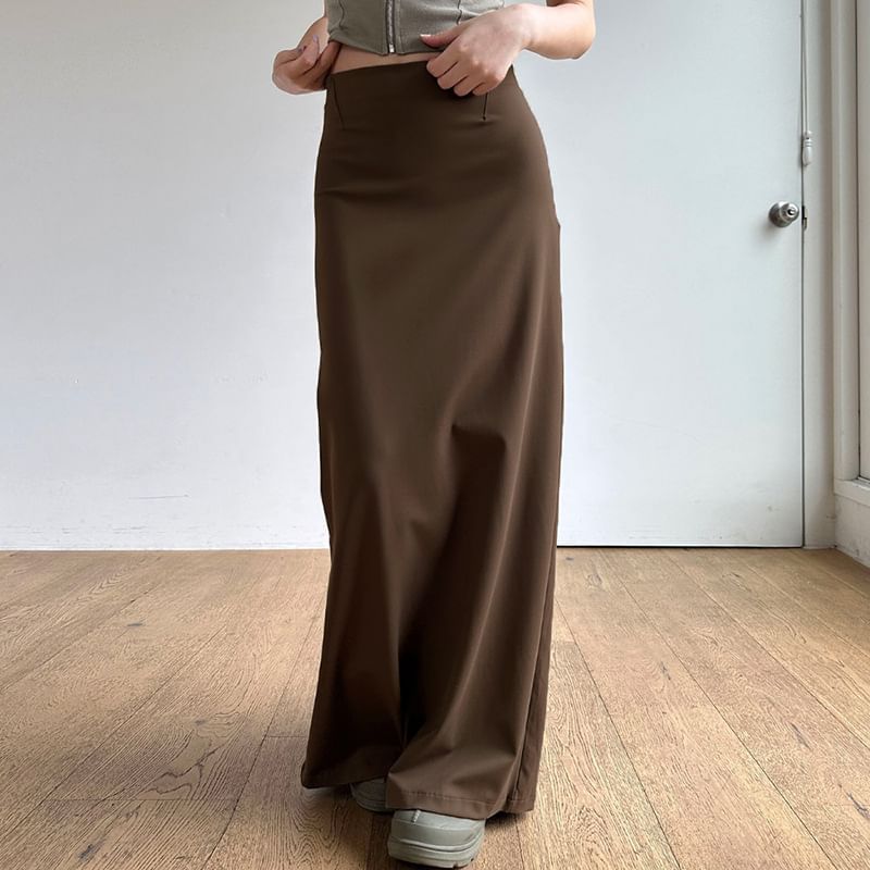 High Rise Plain Pencil Maxi Skirt