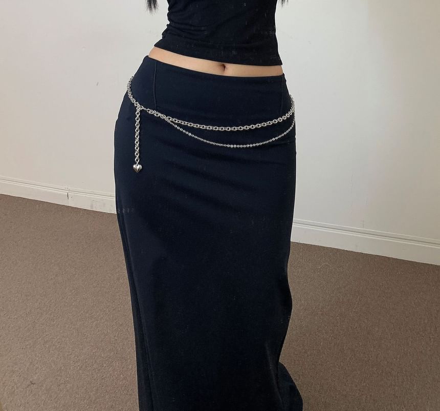 High Rise Plain Pencil Maxi Skirt