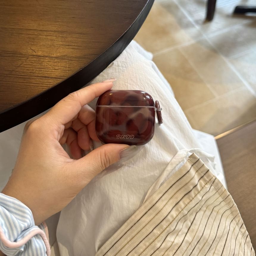 Set: Leopard Print AirPods Earphone Case Skin + Ring Hoop