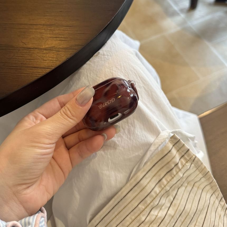 Set: Leopard Print AirPods Earphone Case Skin + Ring Hoop