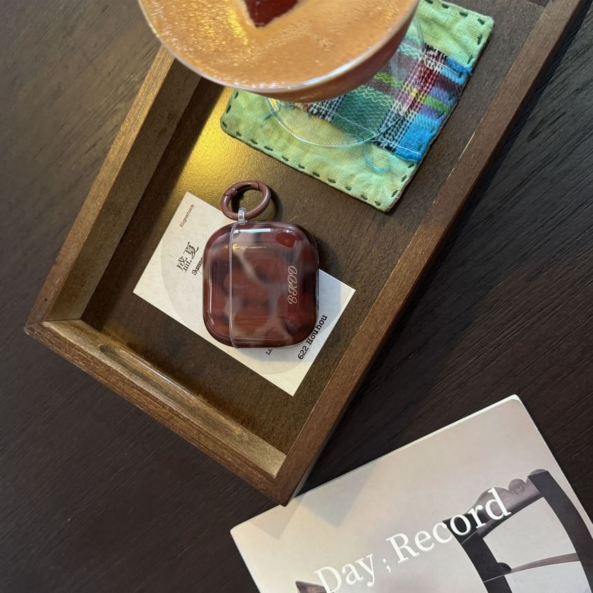 Set: Leopard Print AirPods Earphone Case Skin + Ring Hoop