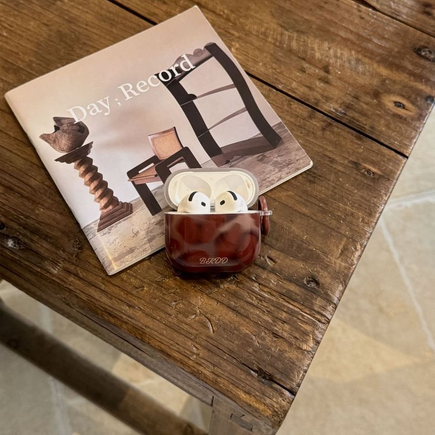 Set: Leopard Print AirPods Earphone Case Skin + Ring Hoop