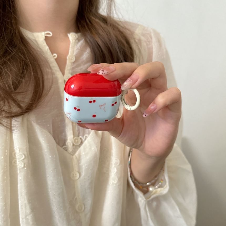 Cherry Print AirPods Earphone Case Skin / Ring Hoop / Charm / Set