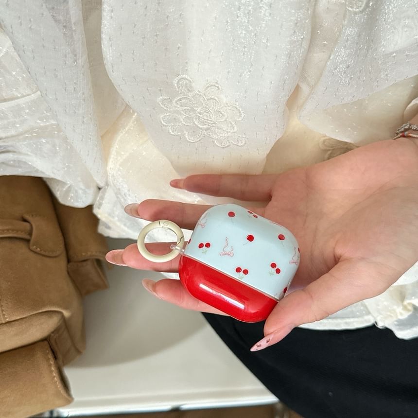 Cherry Print AirPods Earphone Case Skin / Ring Hoop / Charm / Set