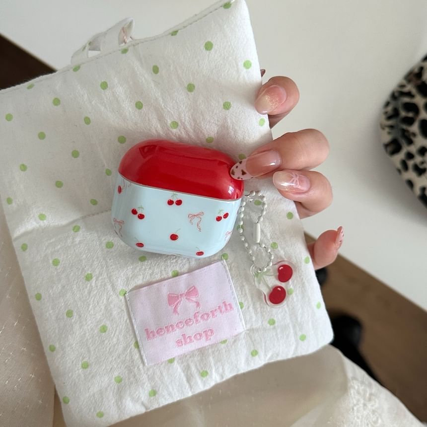 Cherry Print AirPods Earphone Case Skin / Ring Hoop / Charm / Set