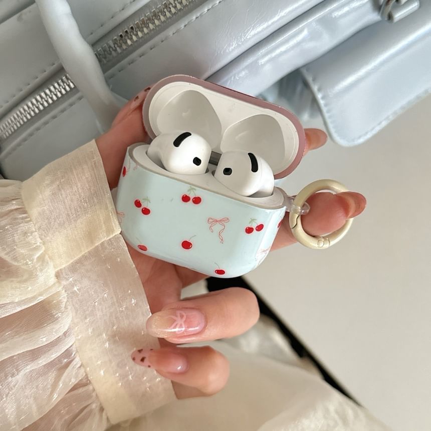 Cherry Print AirPods Earphone Case Skin / Ring Hoop / Charm / Set