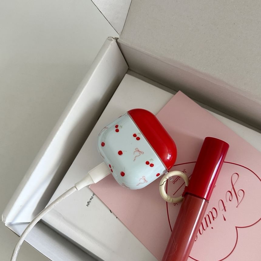 Cherry Print AirPods Earphone Case Skin / Ring Hoop / Charm / Set