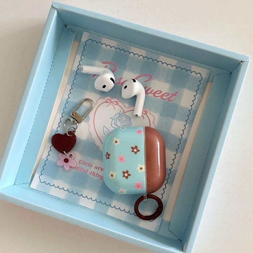 Floral Print AirPods Earphone Case Skin / Ring Hoop / Charm / Set