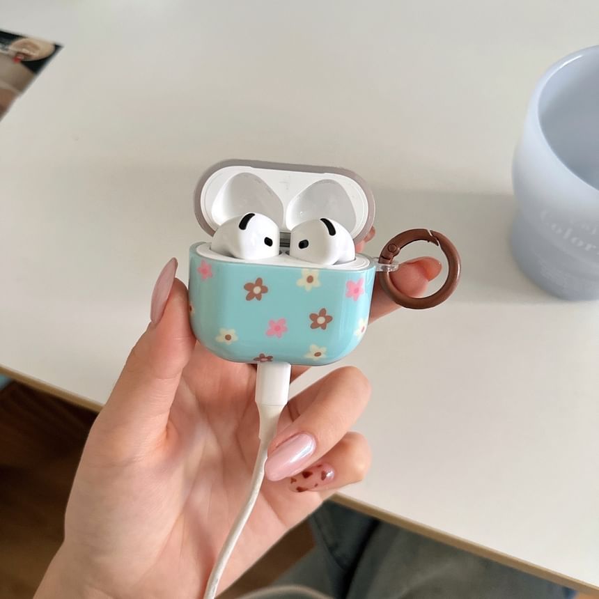 Floral Print AirPods Earphone Case Skin / Ring Hoop / Charm / Set