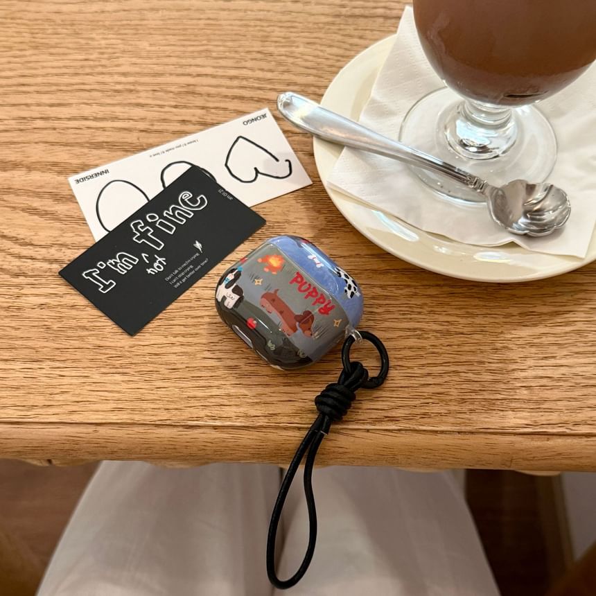 Dog Print AirPods Earphone Case Skin / Strap / Set