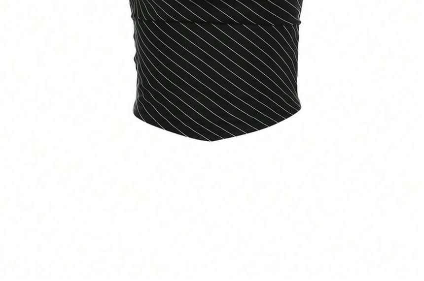 Striped Halter Neck Cropped Tank in Soft Cotton