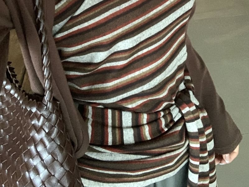 Striped Tie-Up Tube Top and Plain Cardigan Set