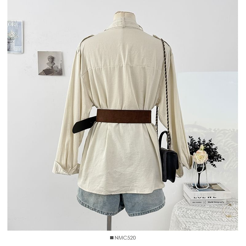 Plain Slim-Fit Shirt, Long-Sleeved