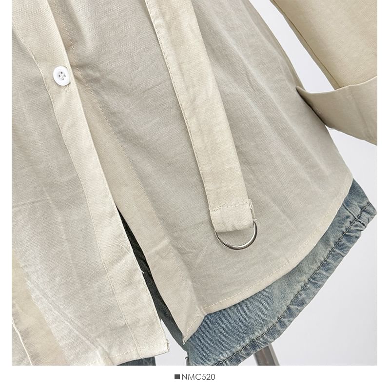 Plain Slim-Fit Shirt, Long-Sleeved