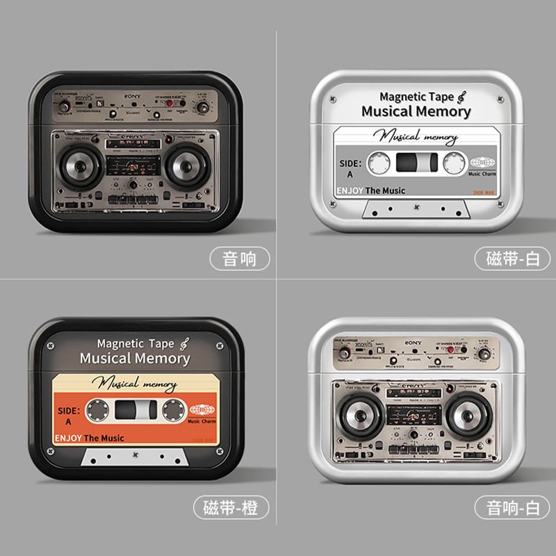 Cassette / Hi-Fi Apple AirPods / Pro Earphone Case Skin with Clip / Strap
