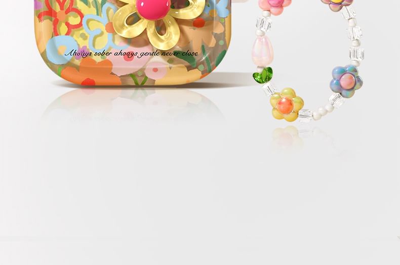 Floral Apple AirPods / Pro Earphone Case Skin with Charm / Strap
