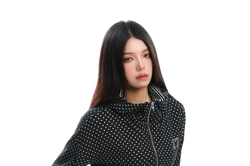 Dotted Zip-Up Hoodie