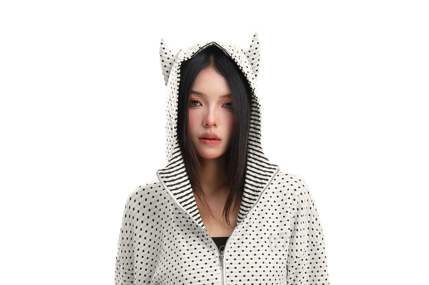 Dotted Zip-Up Hoodie