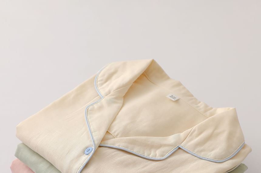 Couple Matching Pajama Set: Long-Sleeve Pocketed Top + Pants