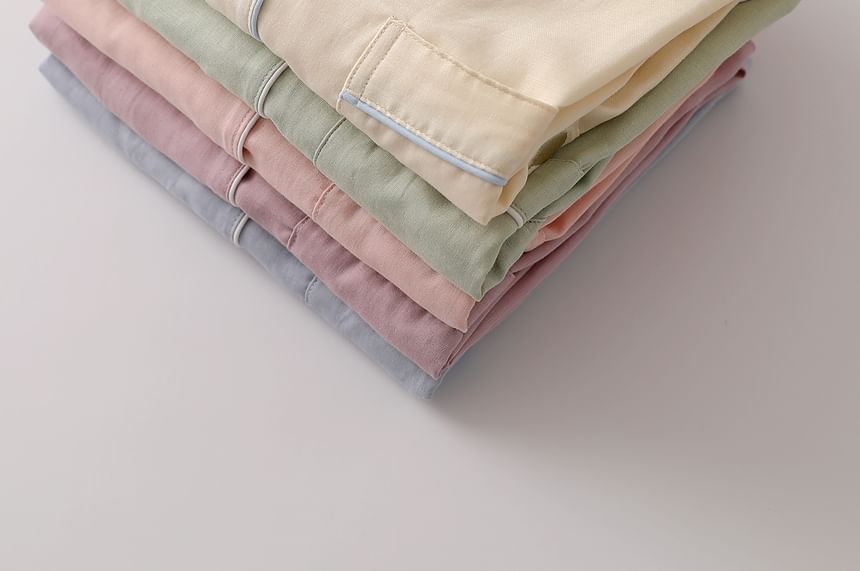 Couple Matching Pajama Set: Long-Sleeve Pocketed Top + Pants