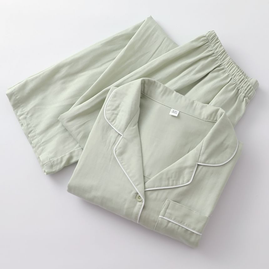 Couple Matching Pajama Set: Long-Sleeve Pocketed Top + Pants