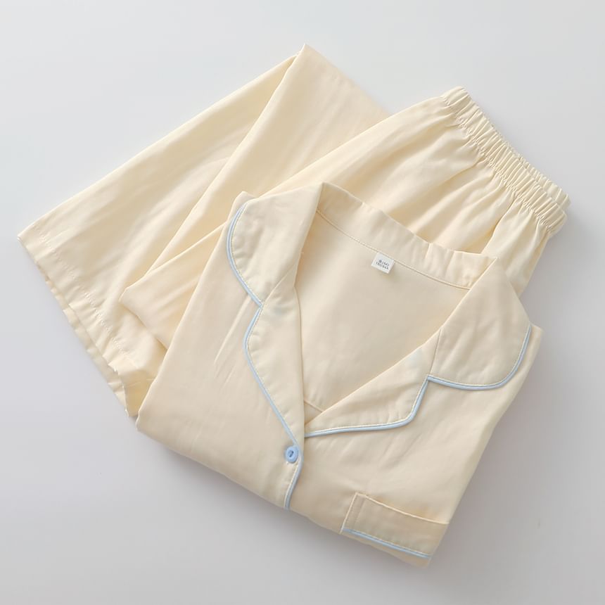 Couple Matching Pajama Set: Long-Sleeve Pocketed Top + Pants