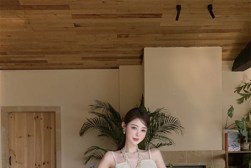 Spaghetti Strap Tiered Panel Maxi A-Line Dress