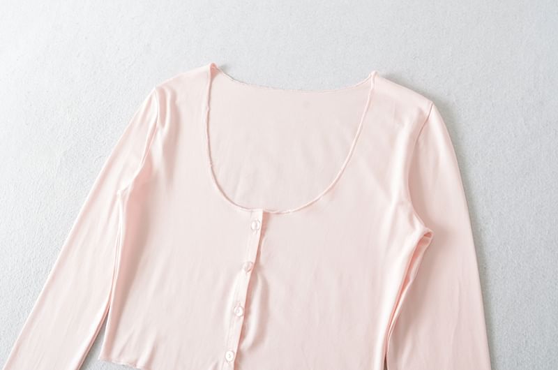 Set: Spaghetti Strap Scoop Neck Plain Mini A-Line Dress + Plain Cardigan
