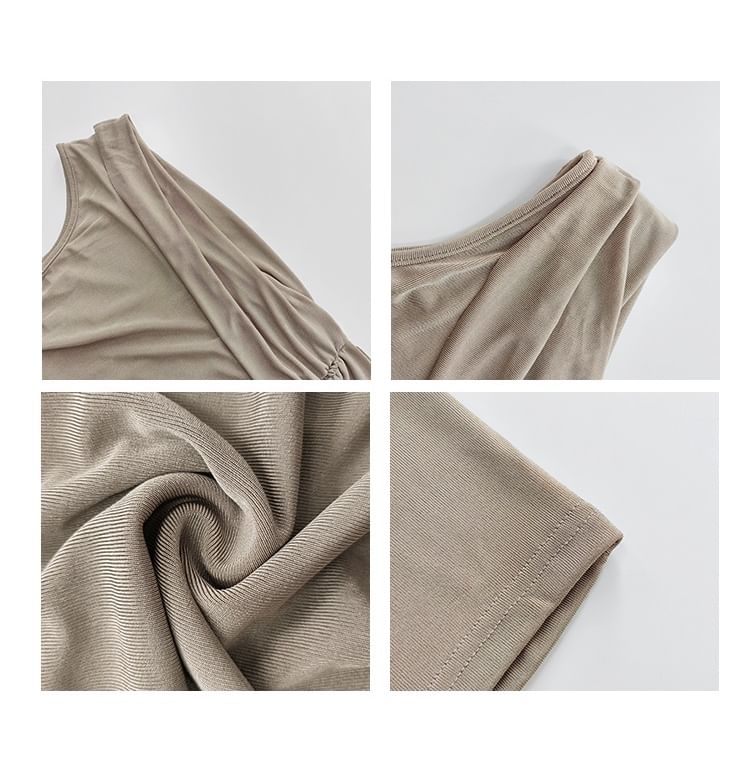 Short-Sleeve Off-Shoulder Plain Ruched Maxi Bodycon Dress