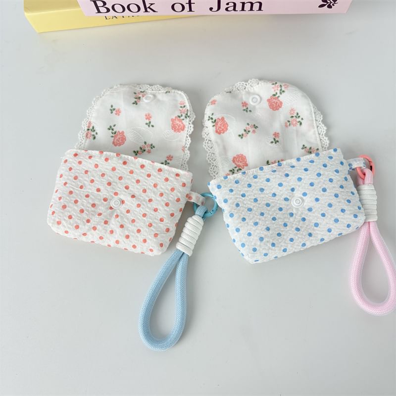 Floral Print Lace Trim Airpod Earphone Case Skin