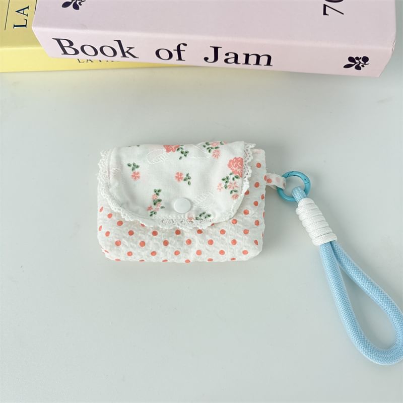 Floral Print Lace Trim Airpod Earphone Case Skin