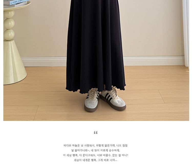 Maternity Mock Two-Piece Long-Sleeve Notch Neck Two Tone Maxi A-Line Dress