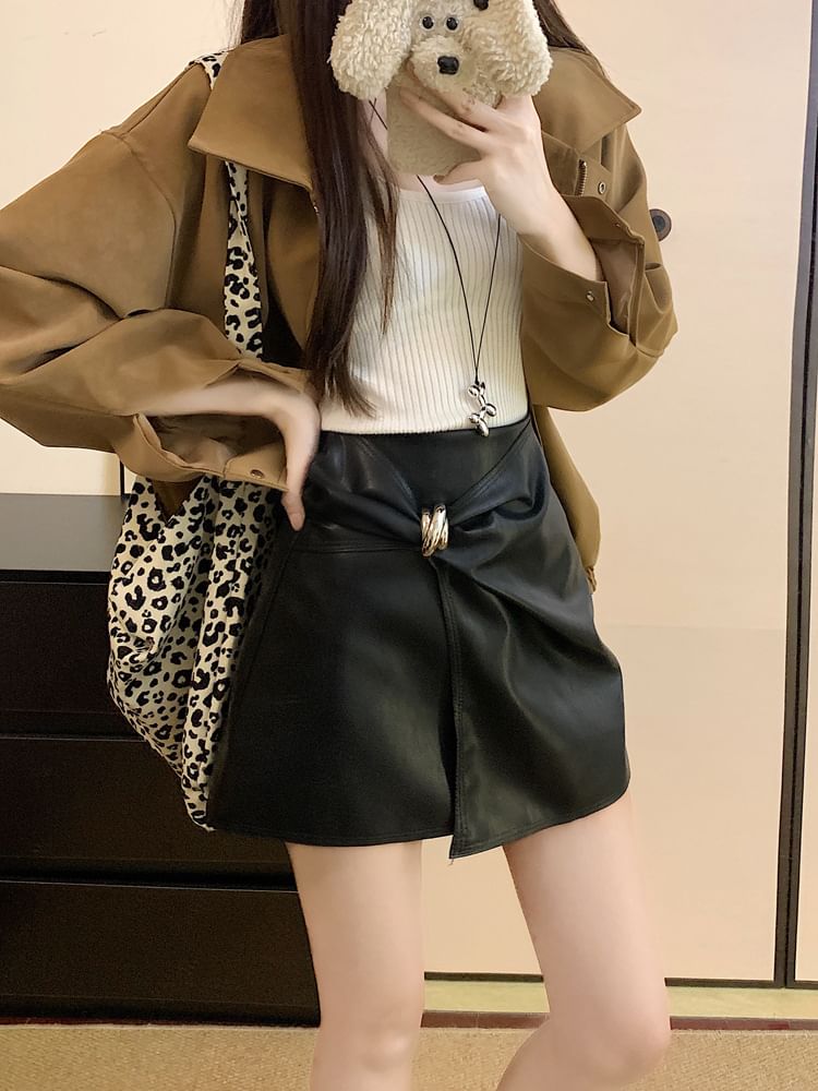 Asymmetrical Mini A-Line Skirt with High Waist