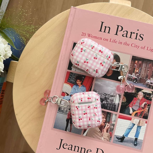 Cherry Plaid Apple AirPods / Pro Earphone Case Skin with Charm