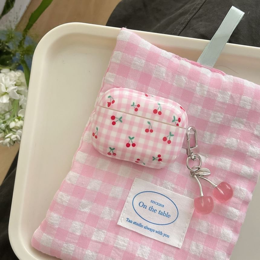 Cherry Plaid Apple AirPods / Pro Earphone Case Skin with Charm