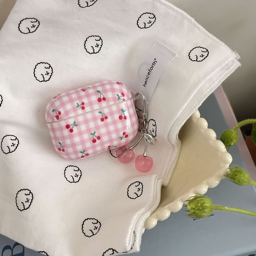 Cherry Plaid Apple AirPods / Pro Earphone Case Skin with Charm