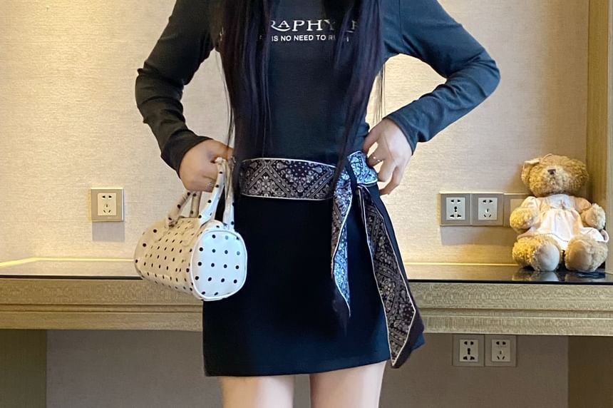 Faux Suede Mini A-Line Skirt with High Waist