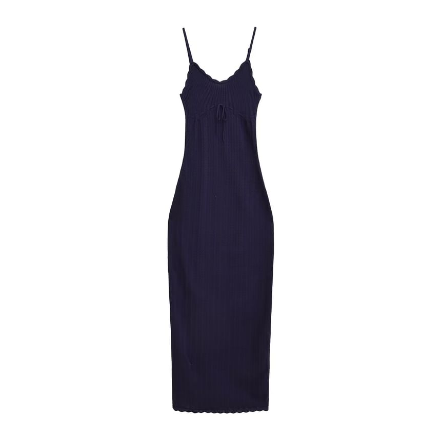 Button-Up Plain Cardigan / Sleeveless Maxi Sheath Dress