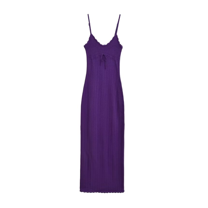 Button-Up Plain Cardigan / Sleeveless Maxi Sheath Dress