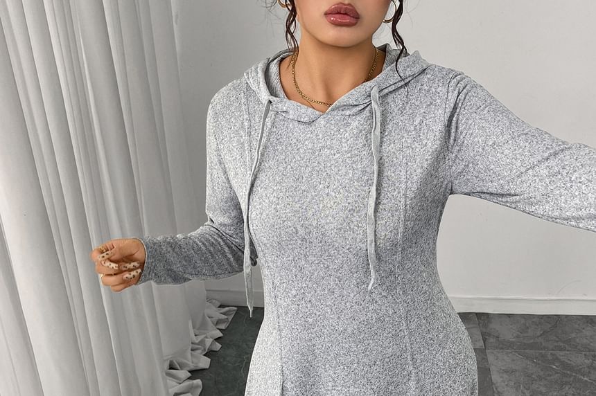 Plain Maxi A-Line Hoodie Dress