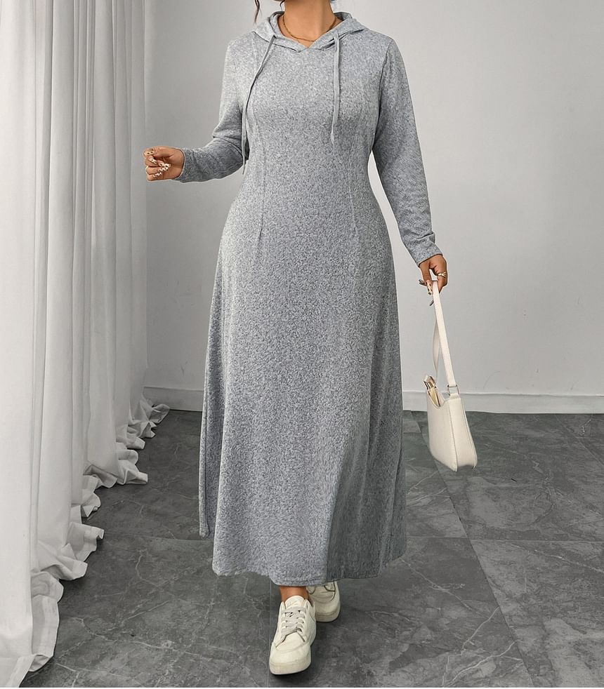Plain Maxi A-Line Hoodie Dress