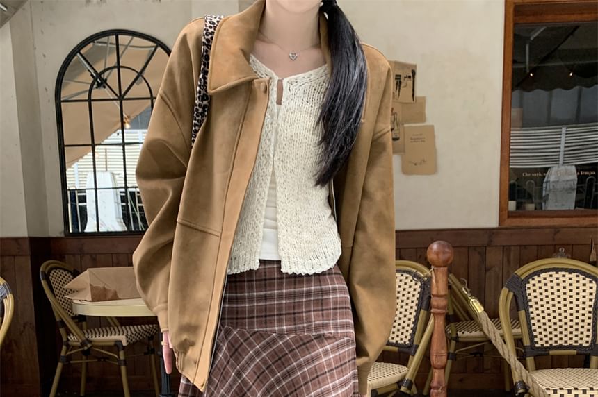 Plaid Asymmetrical Maxi A-Line Skirt with High Rise